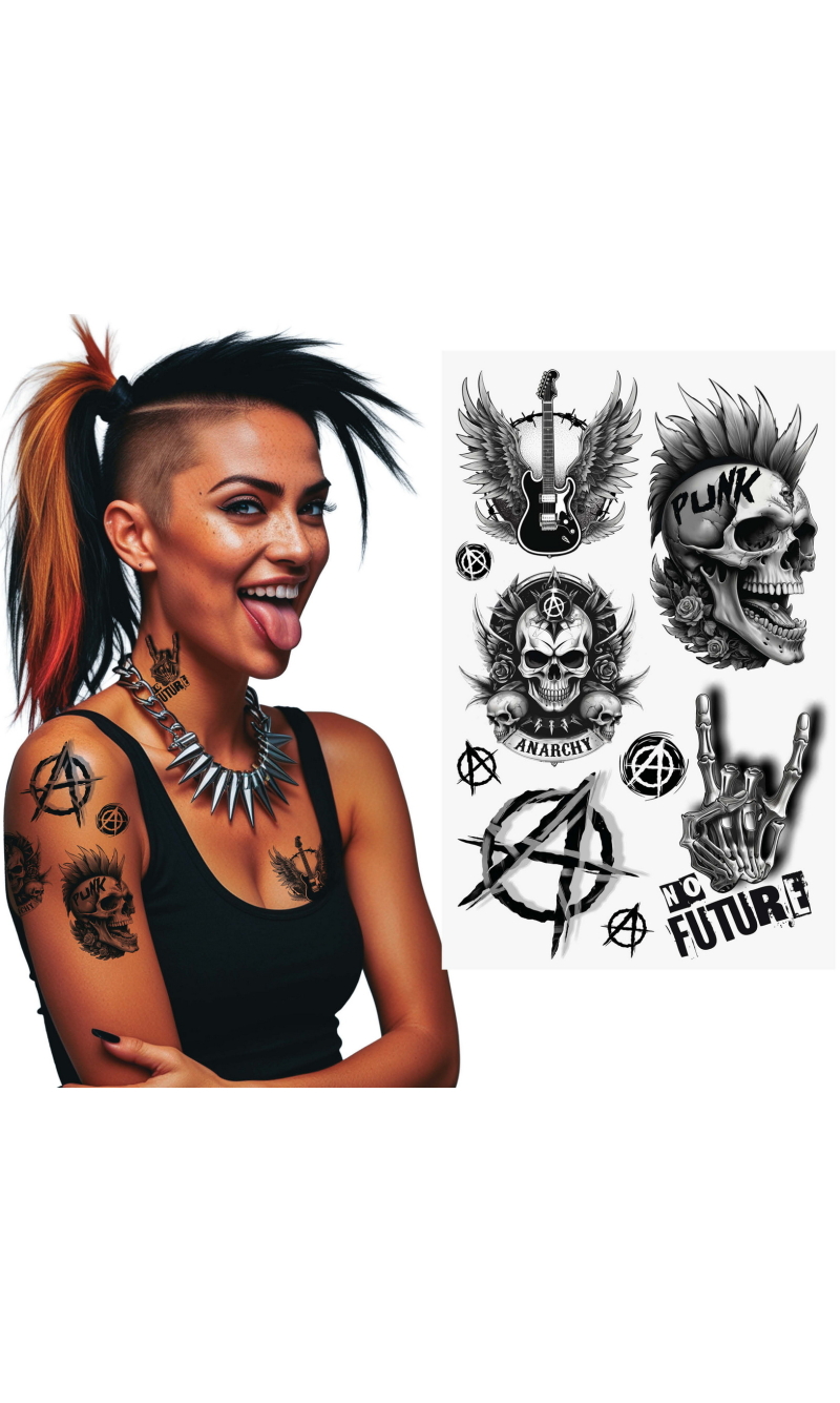 Punk Tattoo Sheet 14x30cm