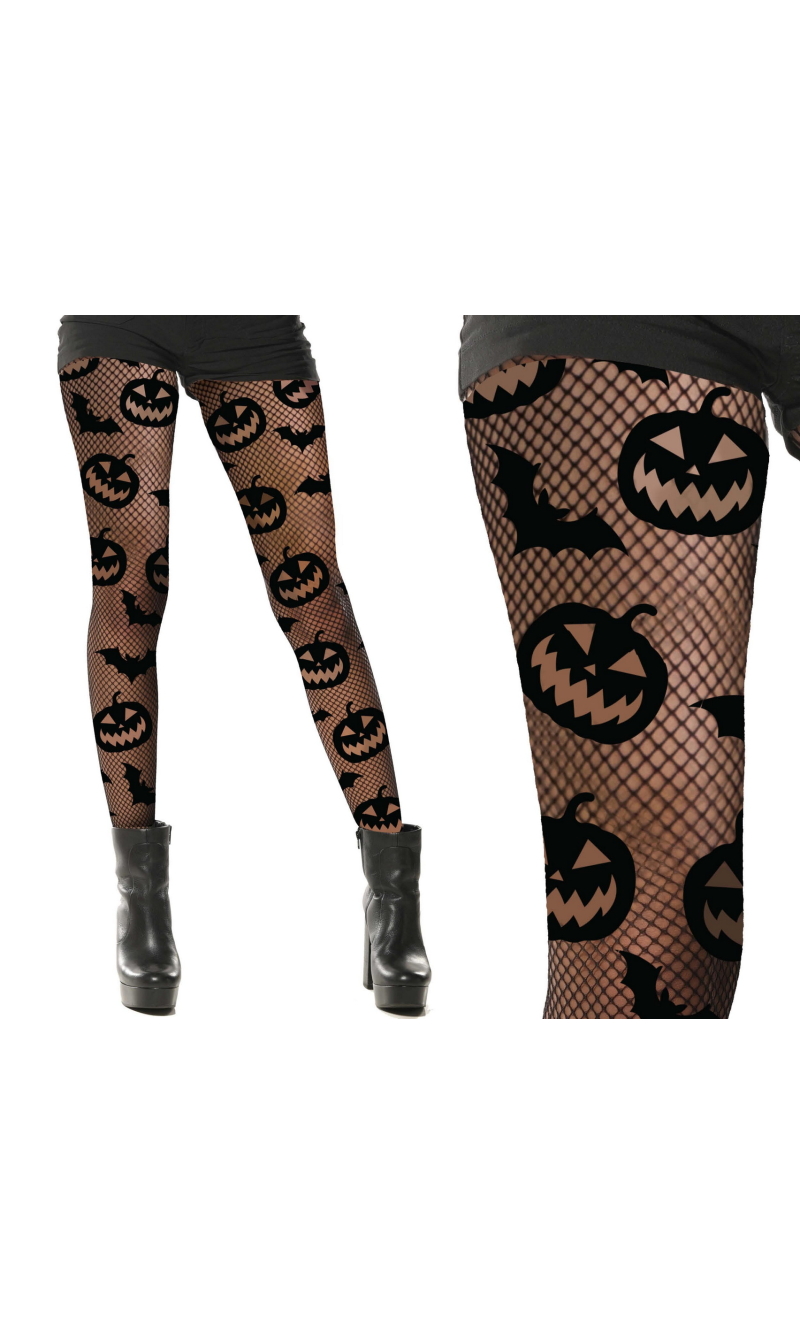 Halloween Fishnet Tights Pumpkins