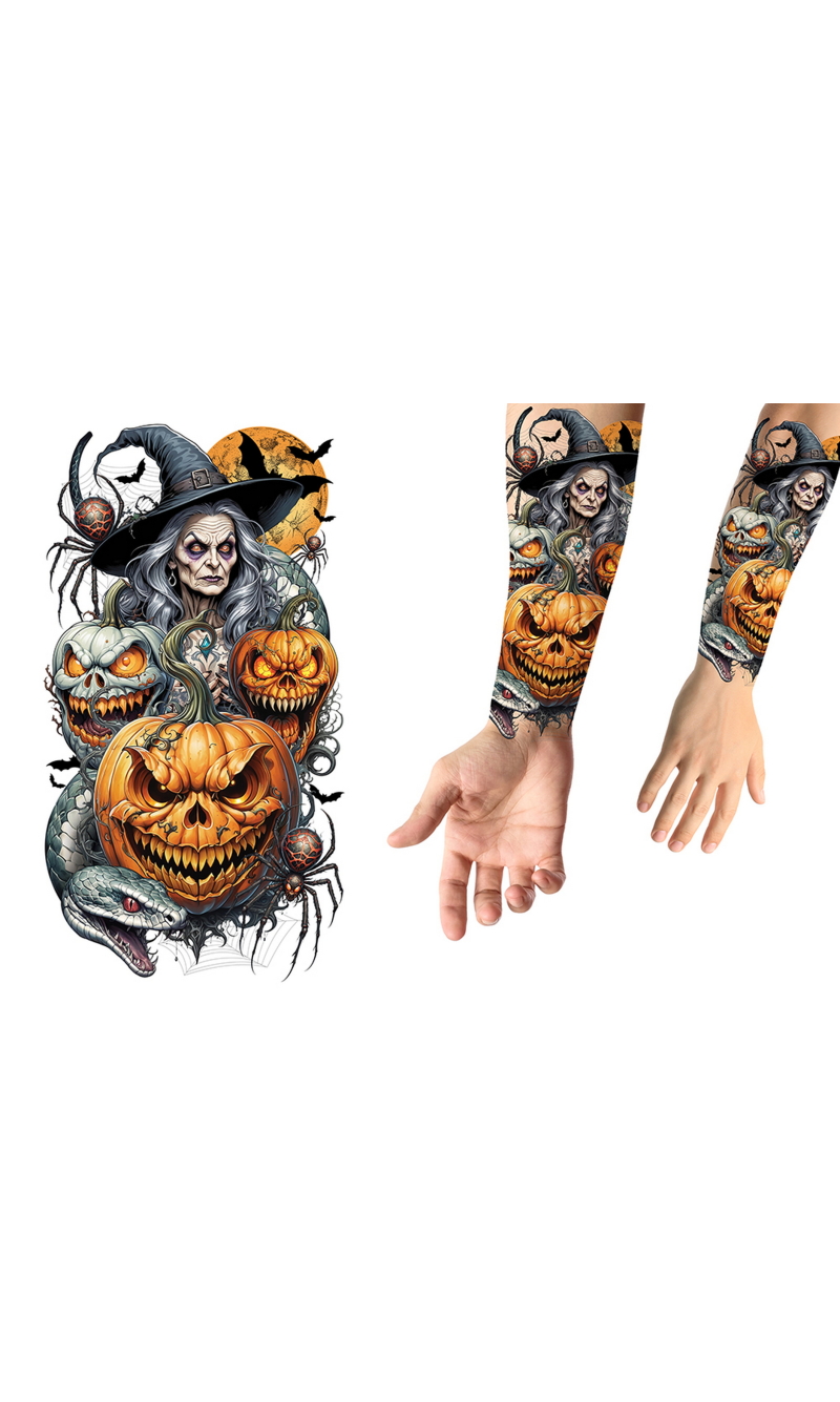 Halloween Pumpkins And Witches Tattoos 14x30cm