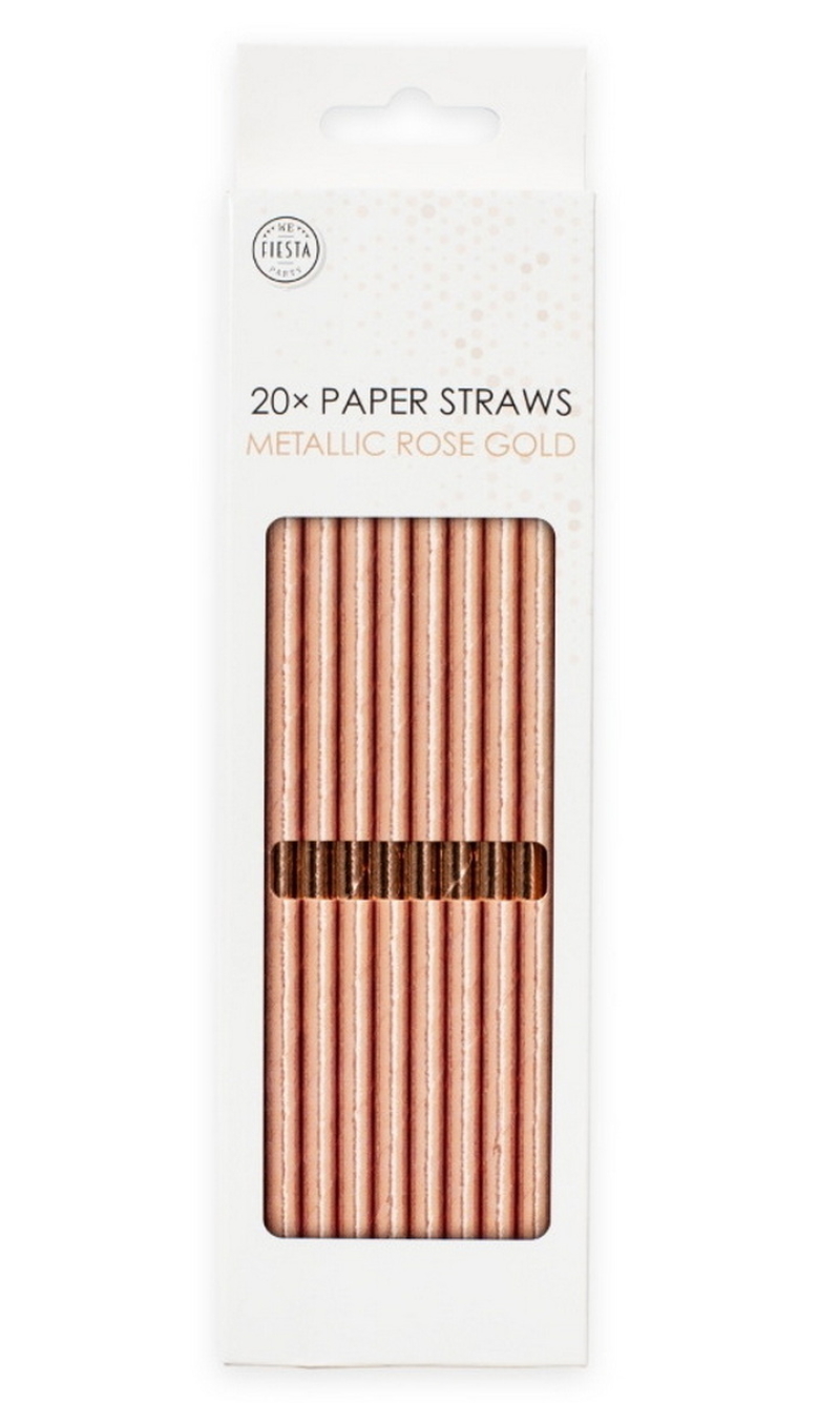 Rose Gold Metallic Paper Straws 6x197mm - 20pcs