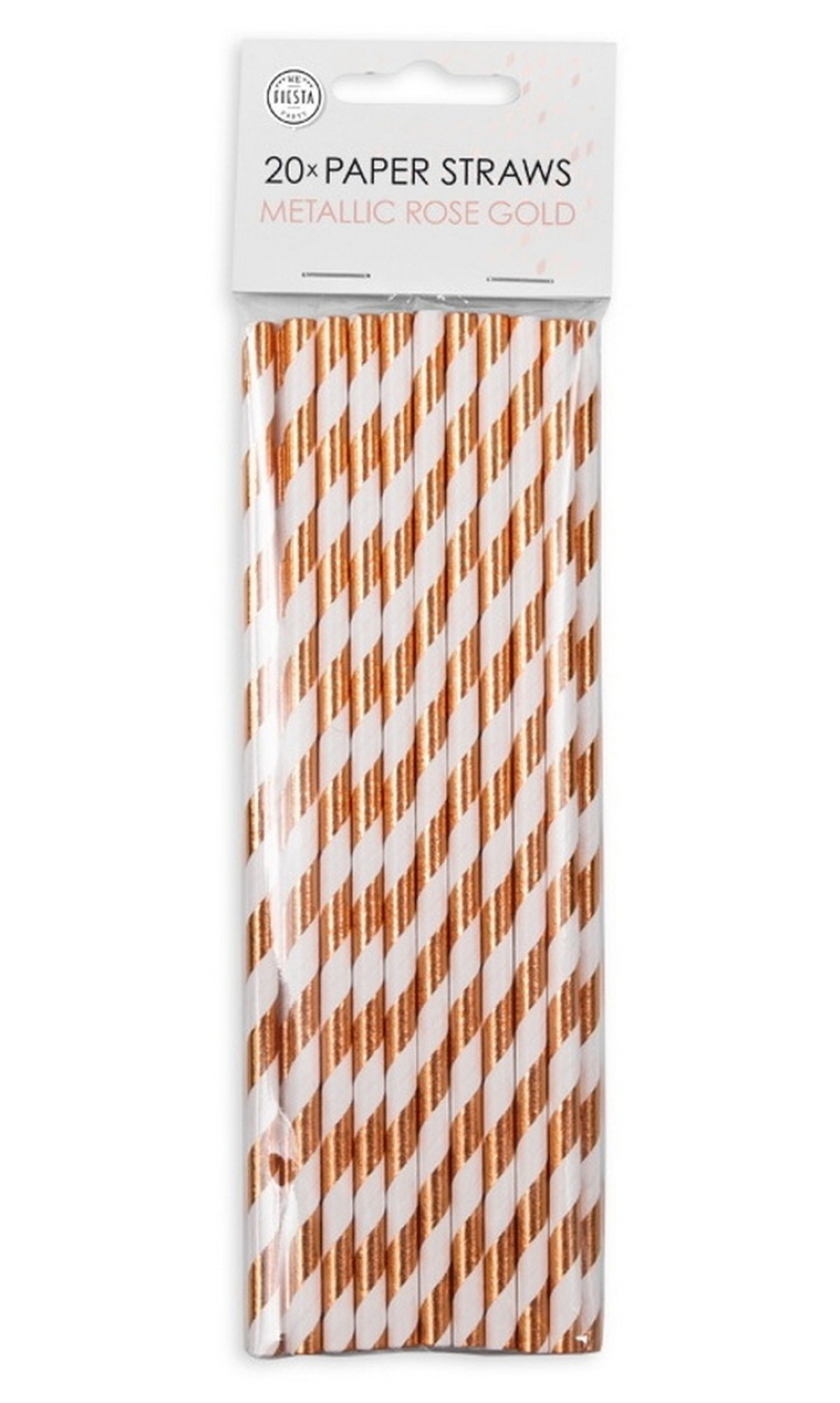 Rose Gold Paper Straws 6x197mm - 20pcs