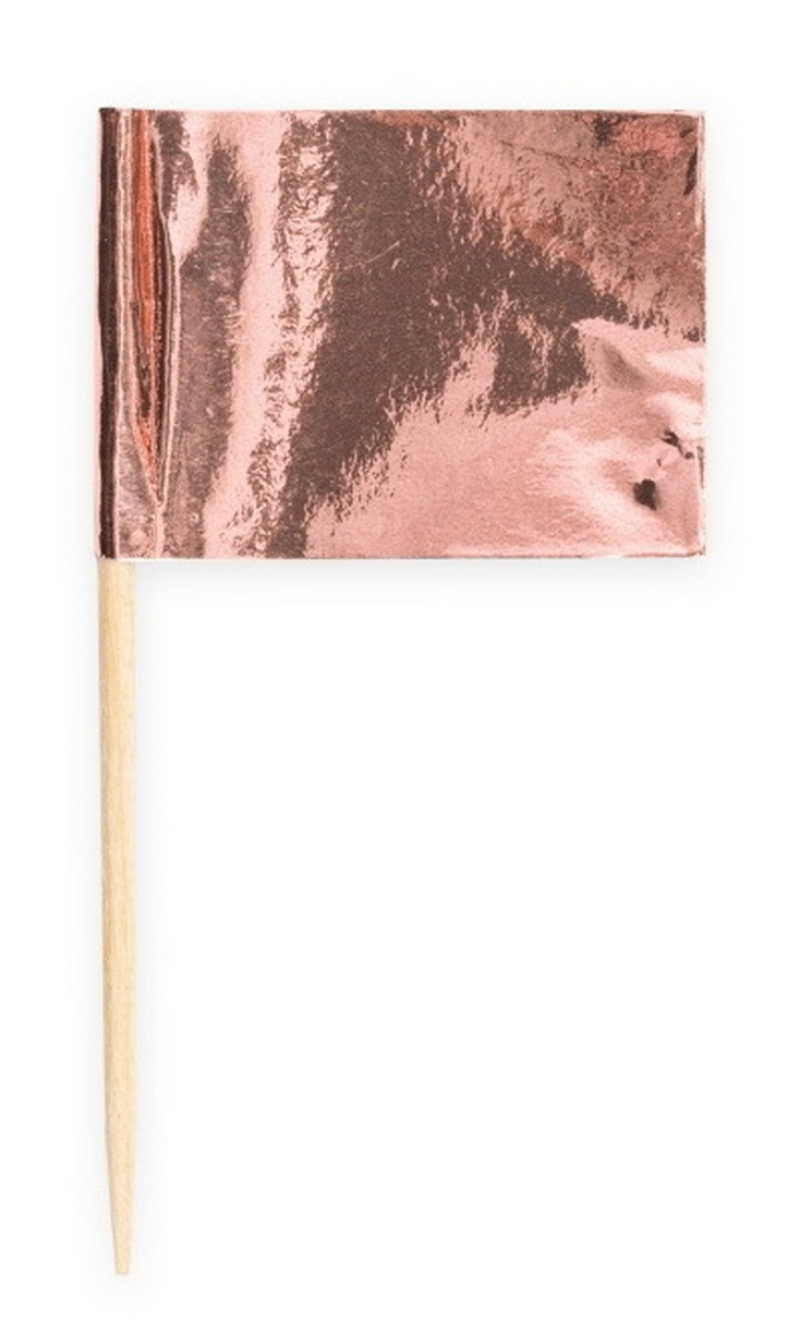 Rose Gold Metallic Flag Picks - 50pcs