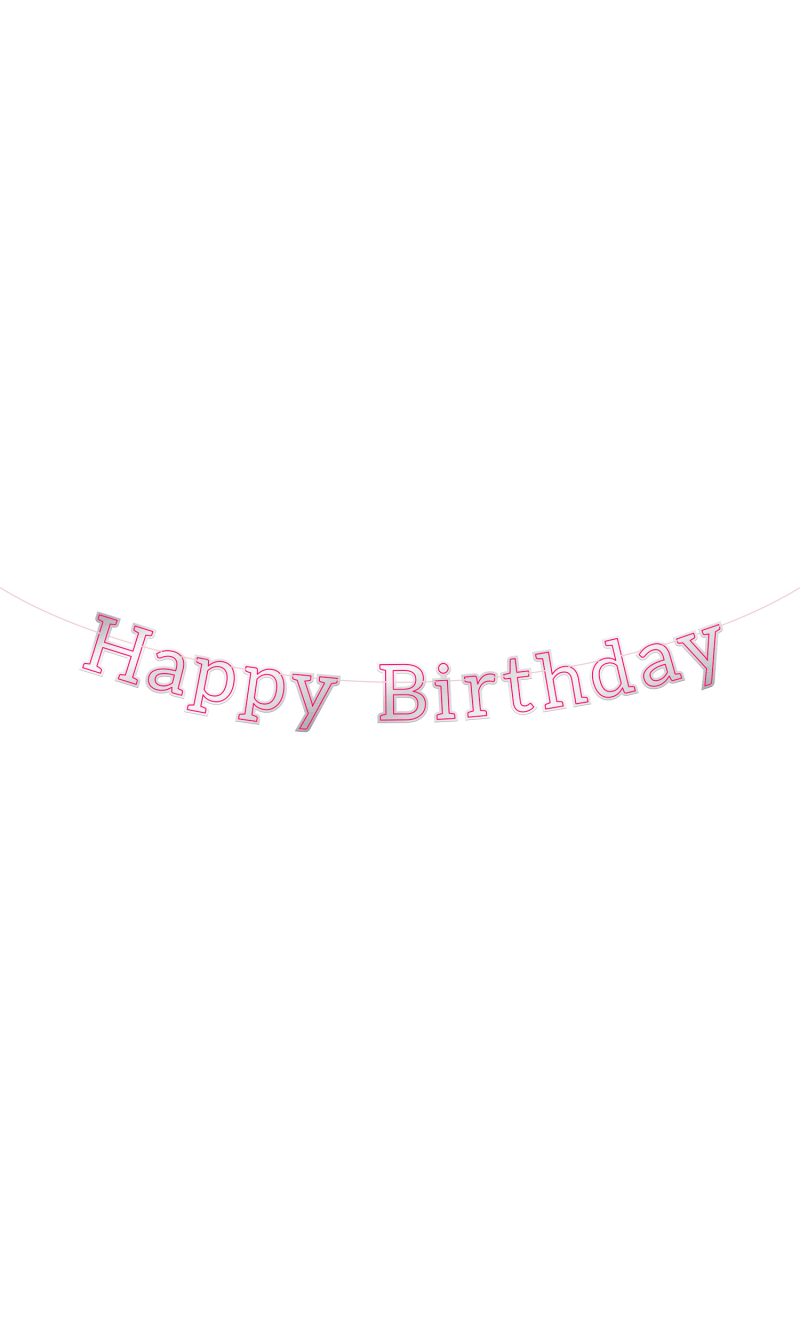 Happy Birthday Letter Banner Glossy Pink - 3m