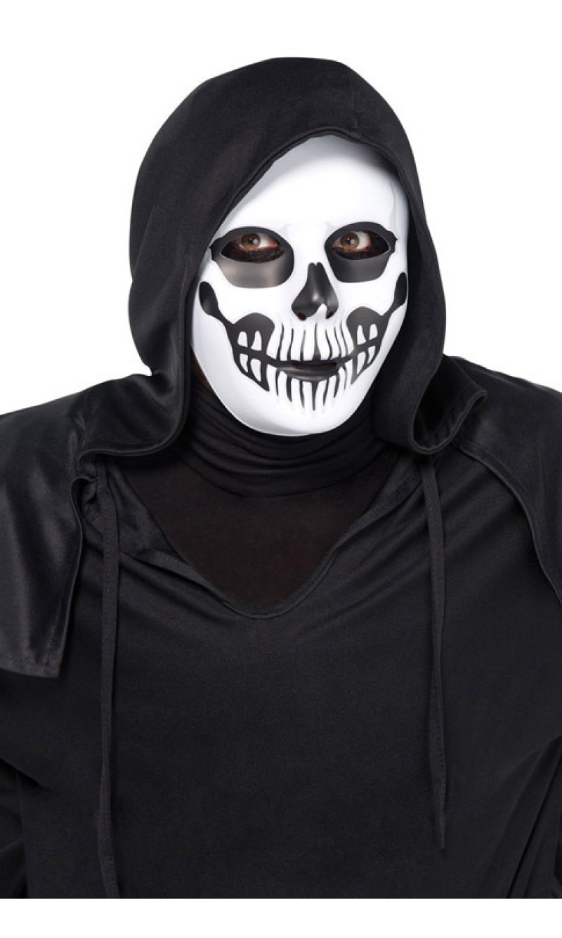 Halloween Horror Skull Black & Bone Mask - Adult One Size