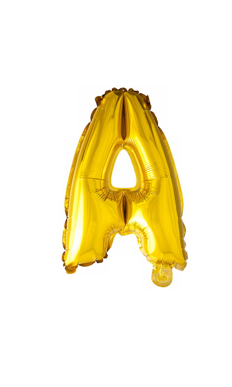 Gold Letter Foil Balloon 16 Inch (Air Fill Only) - A
