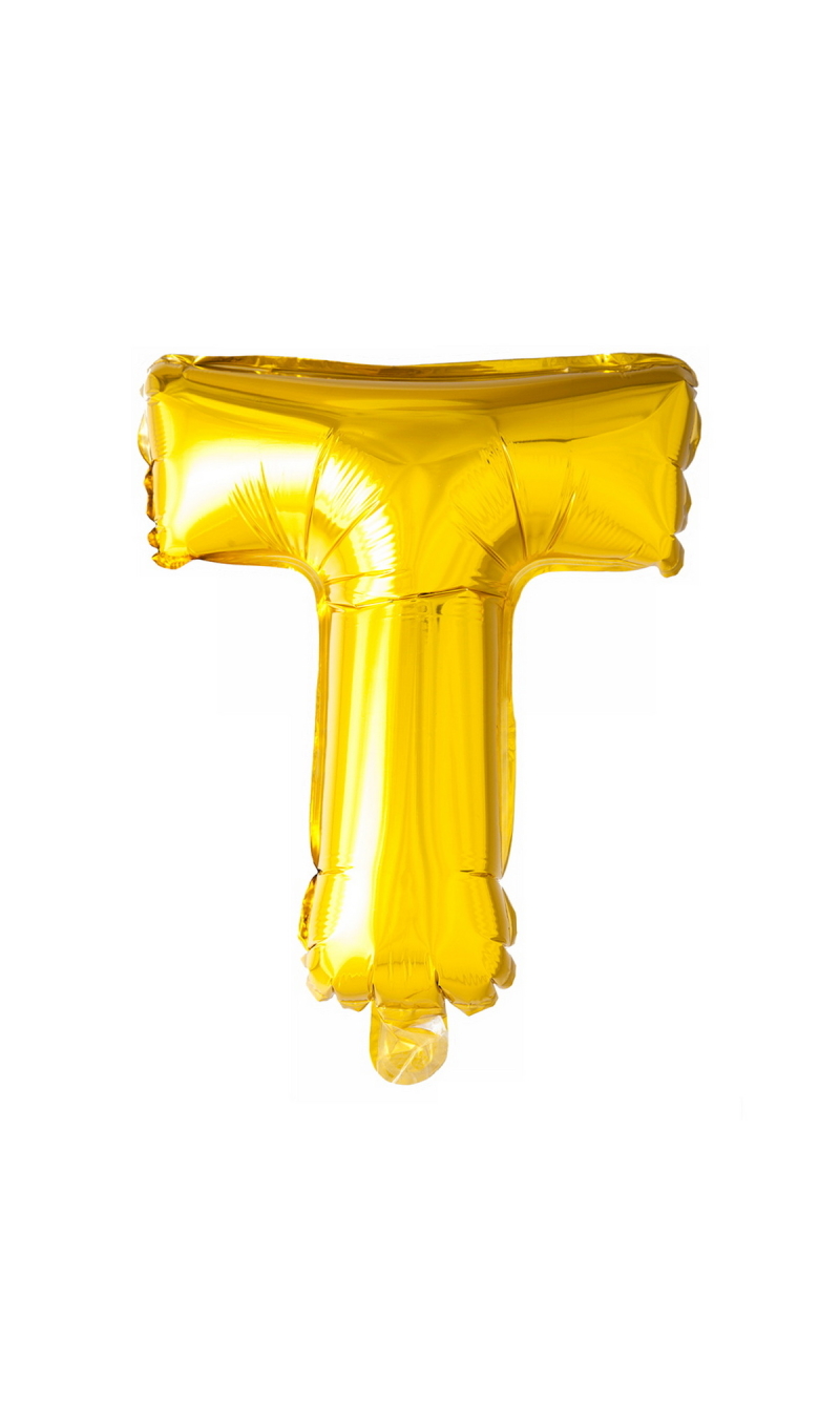 Gold Letter Foil Balloon 16 Inch (Air Fill Only) - T