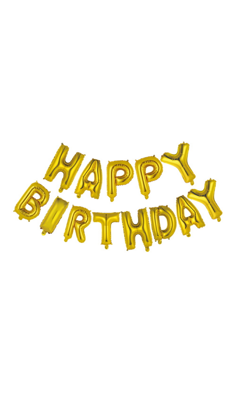 Happy Birthday Phrase 16 Inch Foil Balloom Gold (Air Fill Only)