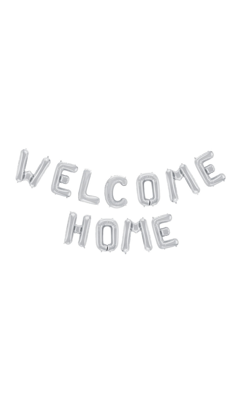 Welcome Home Phrase 16 Inch Foil Balloom Silver (Air Fill Only)