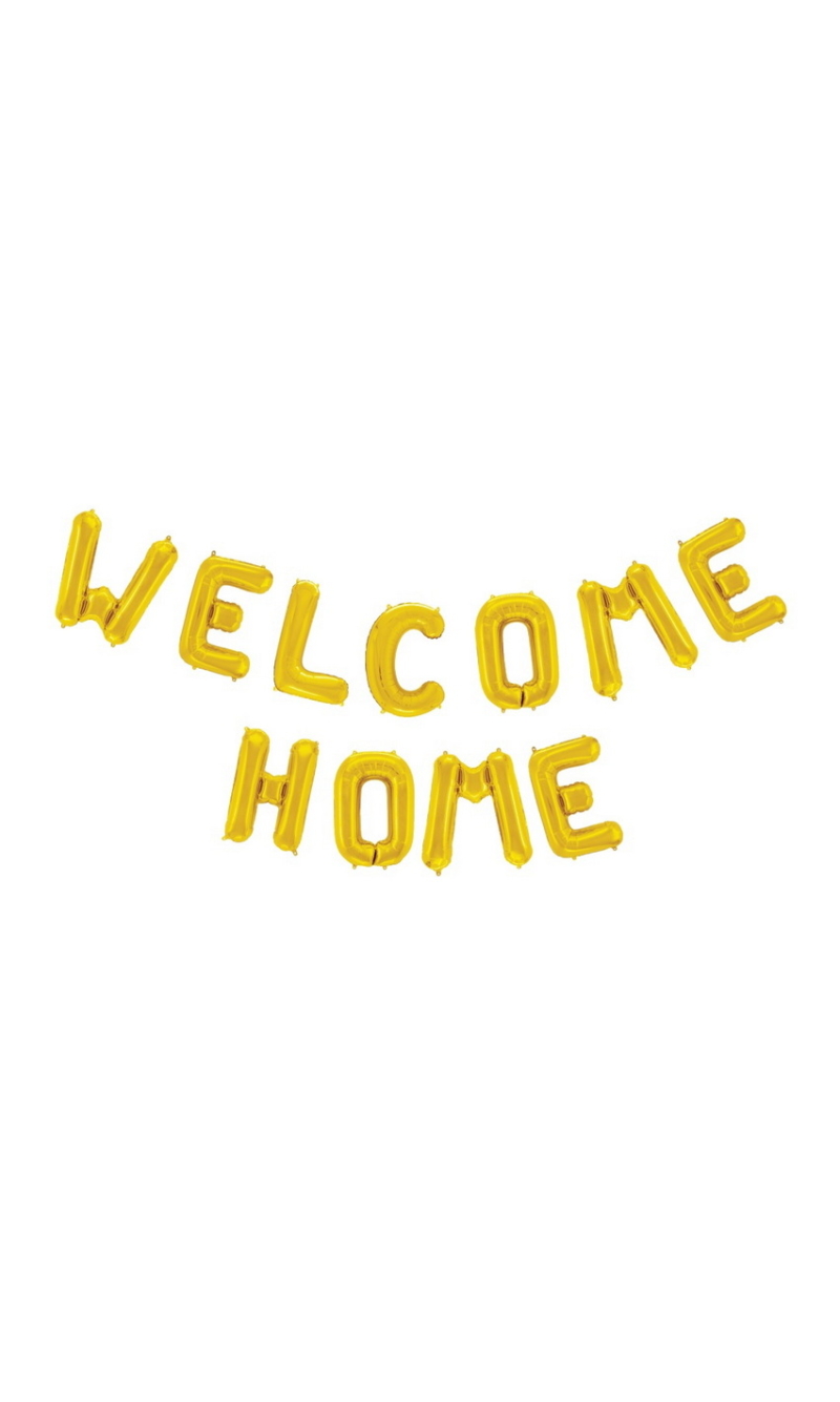 Welcome Home Phrase 16 Inch Foil Balloom Gold (Air Fill Only)