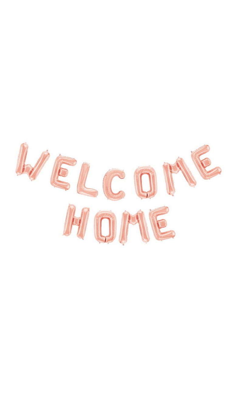 Welcome Home Phrase 16 Inch Foil Balloom Rose Gold (Air Fill Only)