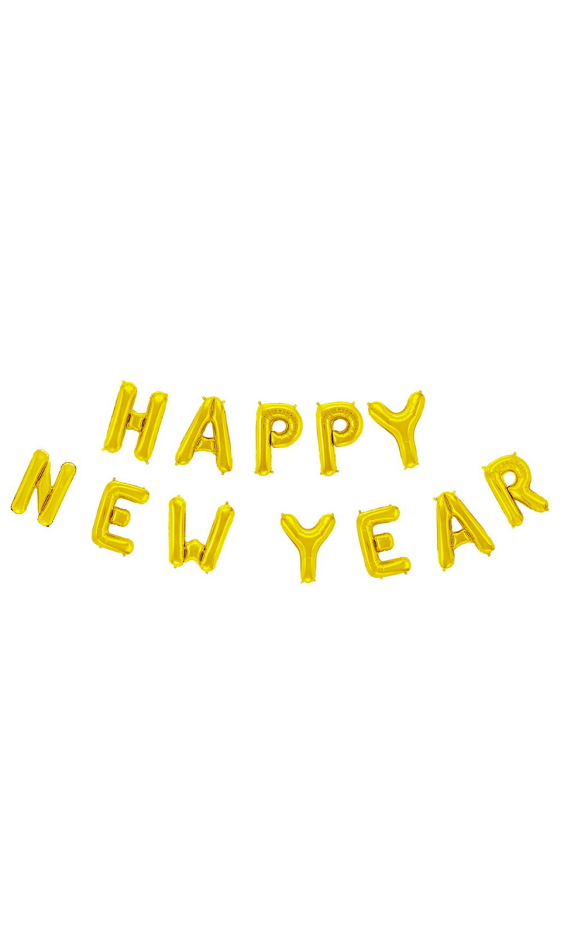 Happy New Year Phrase 16 Inch Foil Balloom Gold (Air Fill Only)