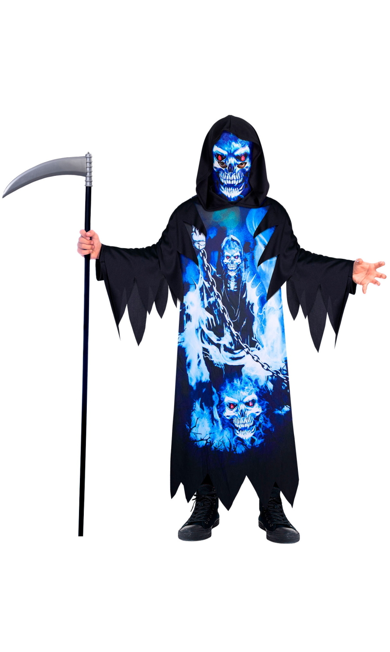 Halloween Neon Reaper Costume - Age 8 to10 Years