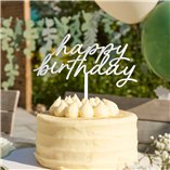 White Happy' Birthday Acrylic Cake Topper