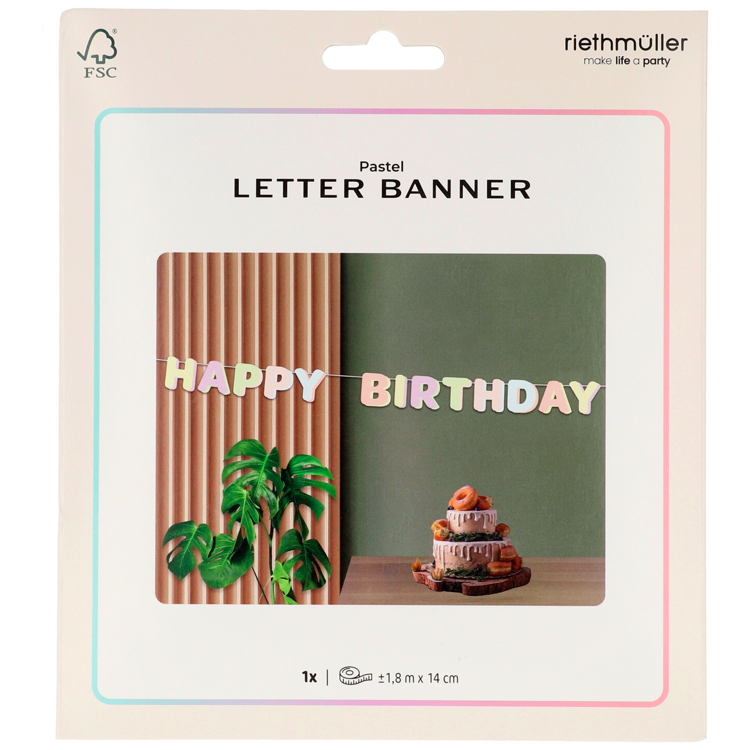 Happy Birthday Letter Banner Dreamy Pastels - 1.8m - Image 3