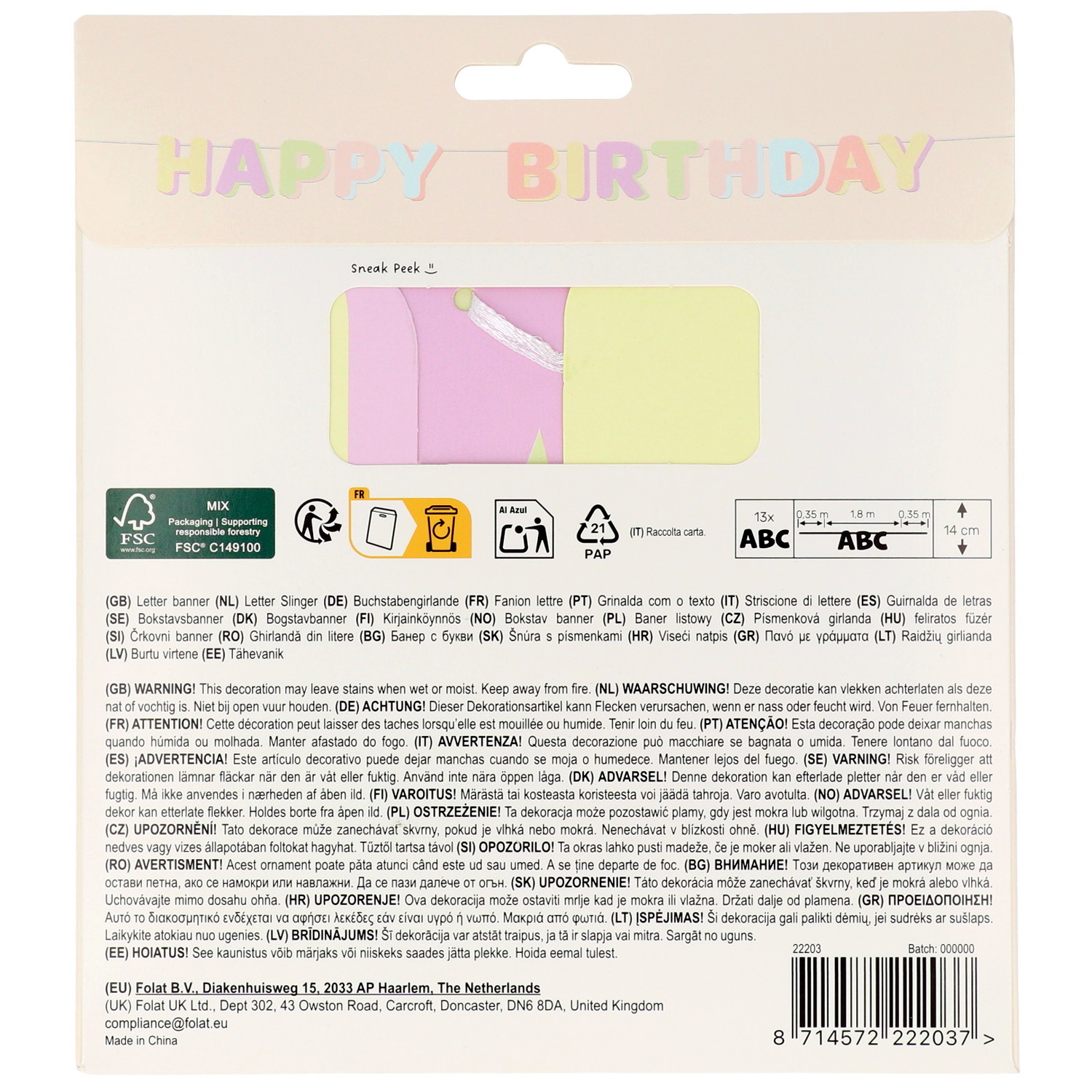 Happy Birthday Letter Banner Dreamy Pastels - 1.8m - Image 4