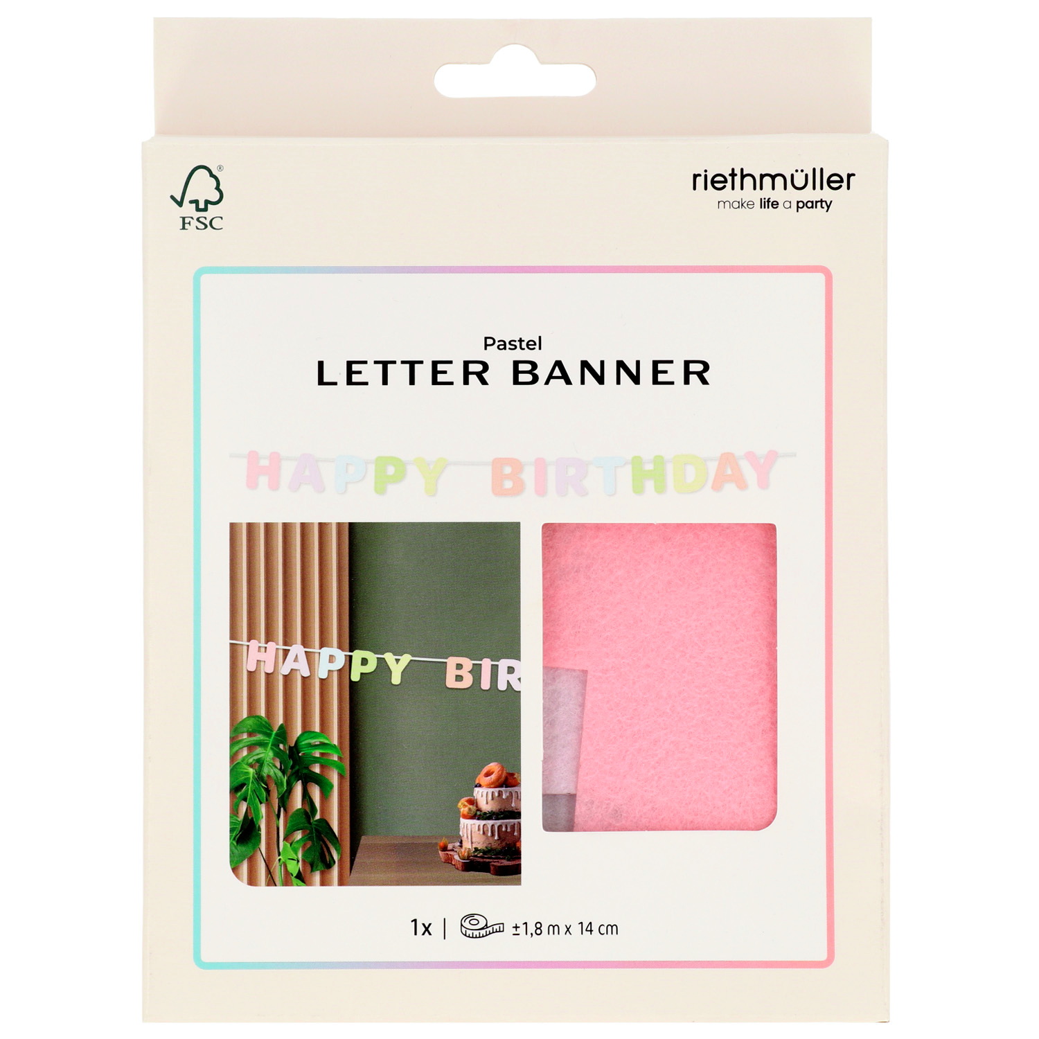 Happy Birthday Felt Letter Banner Dreamy Pastels - 2.8m - Image 4
