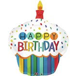 Happy Birthday Cupcake Supershape Foil Balloon - 73 x 91cm