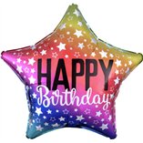 Happy Birthday Star Rainbow Foil Balloon - 48cm