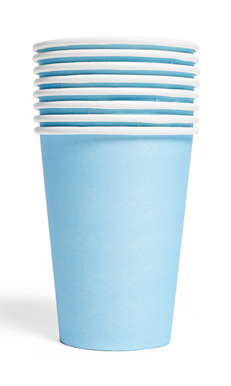 Party Paper Cups 210ml 8pcs - Light blue