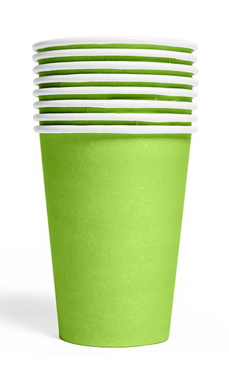 Party Paper Cups 210ml 8pcs - Lime green