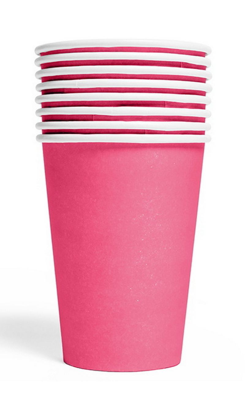 Party Paper Cups 210ml 8pcs - Hot pink