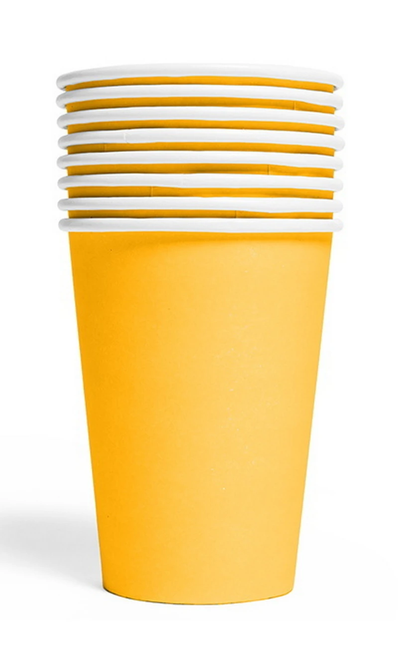 Party Paper Cups 210ml 8pcs - Yellow