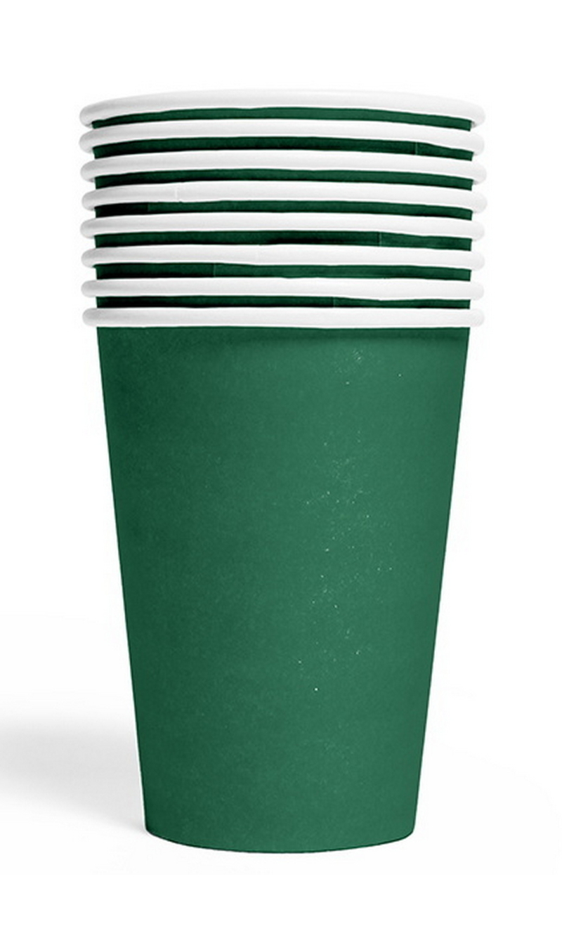 Party Paper Cups 210ml 8pcs - Dark green