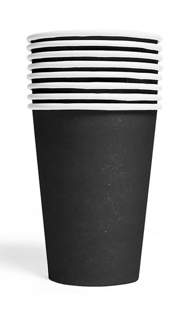 Party Paper Cups 210ml 8pcs - Black
