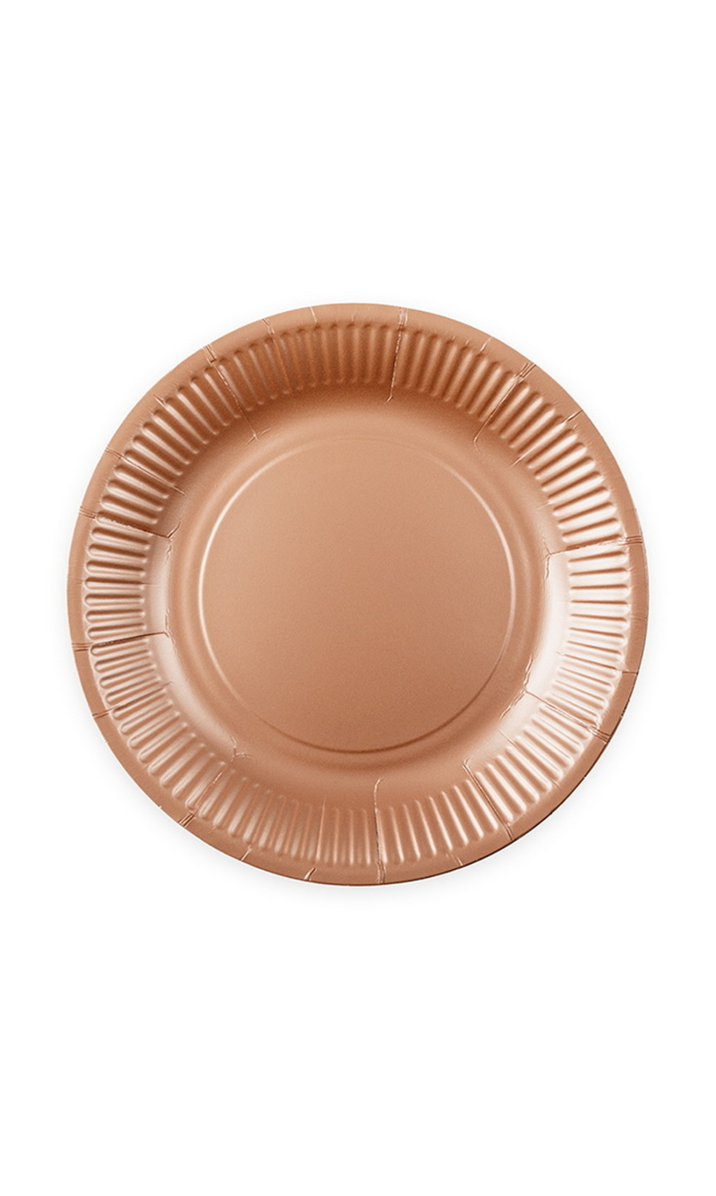 Party Paper Plates 18cm 8pcs - Rose gold