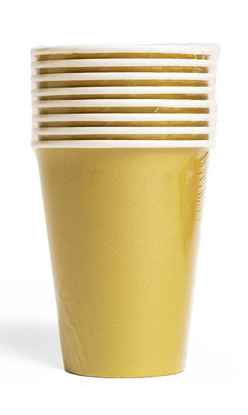 Party Paper Cups 210ml 8pcs - Gold