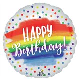 Happy Birthday Dots Satin Foil Balloon - 45 cm