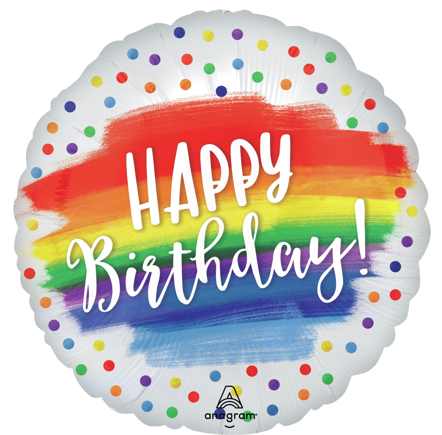 Happy Birthday Dots Satin Foil Balloon - 45 cm
