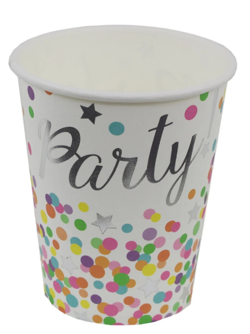 Confetti Party Paper Cups 250ml - 8pk