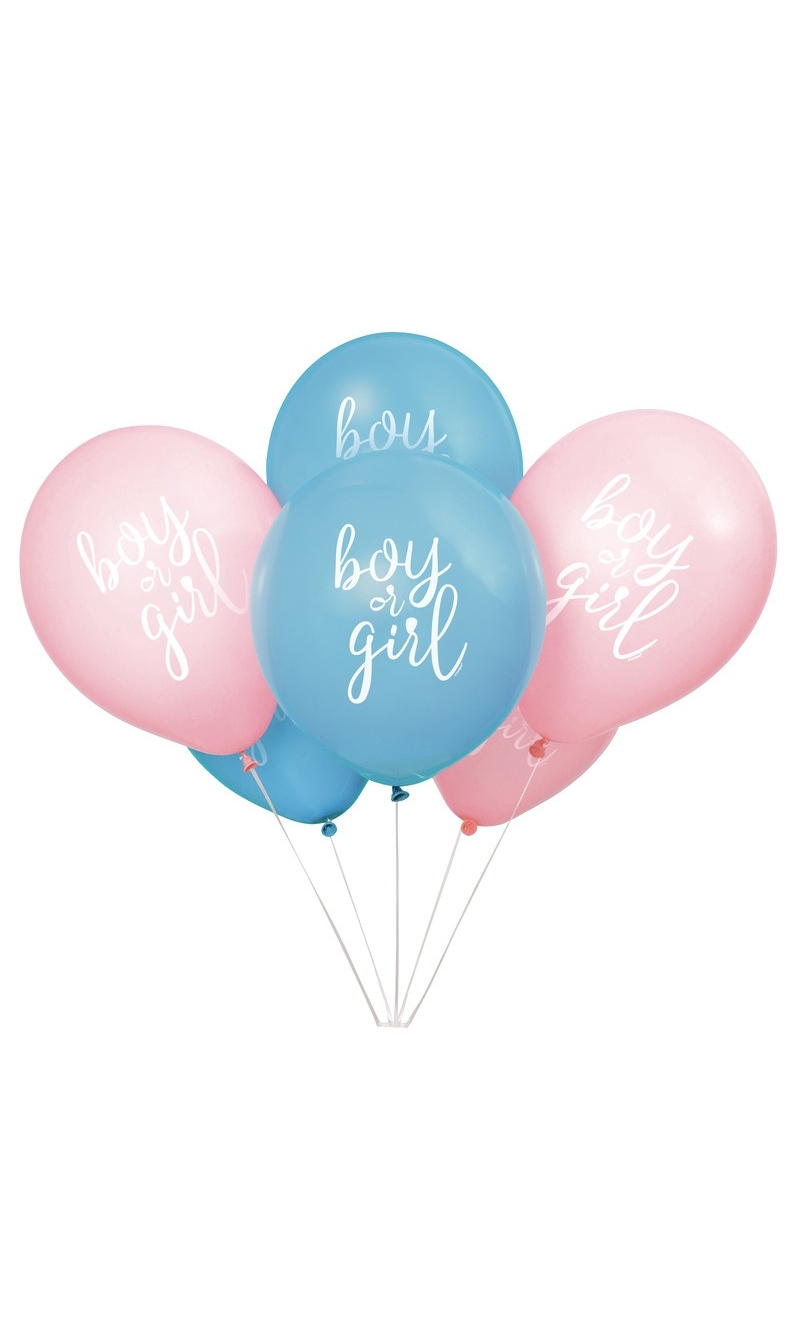 Boy or Girl Gender Reveal 12 Latex Balloons - 8pcs
