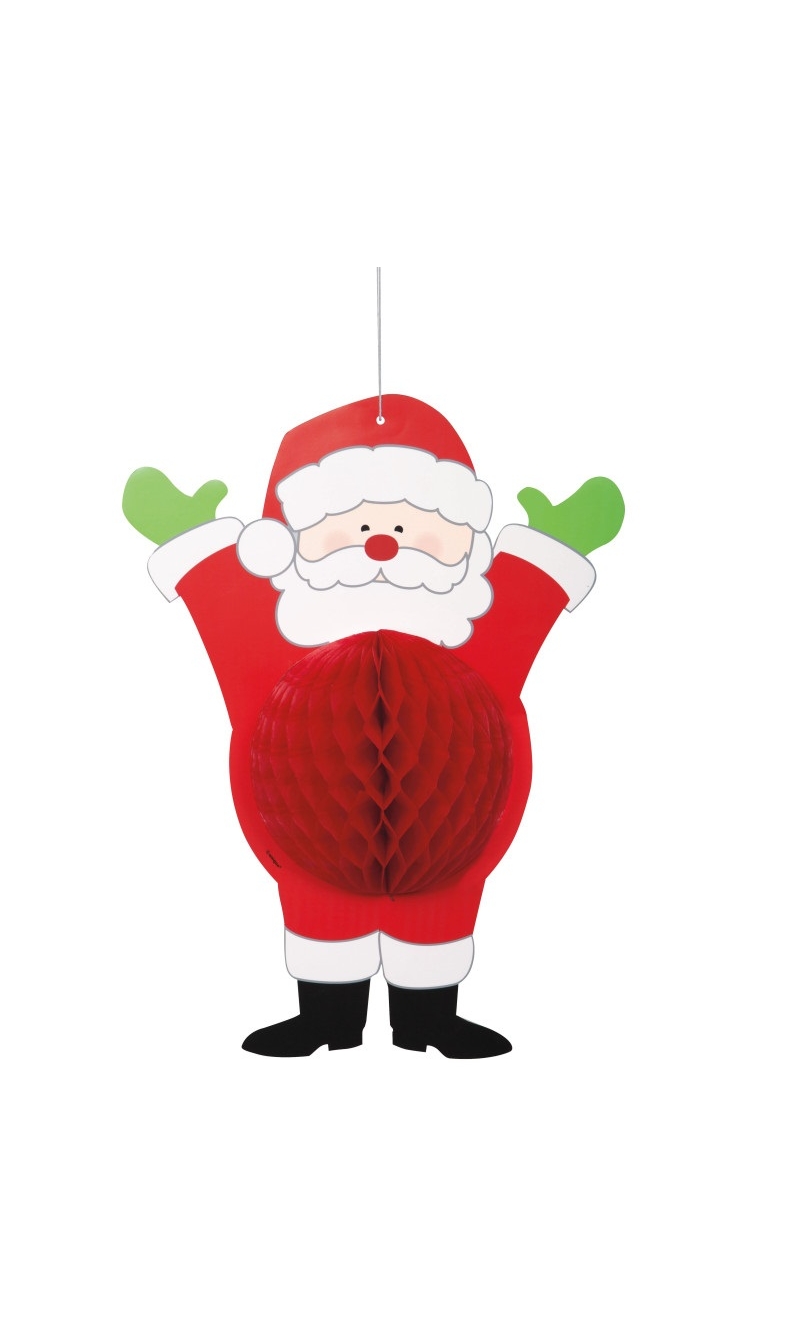Christmas Hanging Decoration Ho Ho Ho Santa Honeycomb 35cm