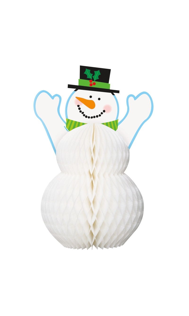 Christmas Happy Holidays Snowman Honeycomb Centerpiece 30cm