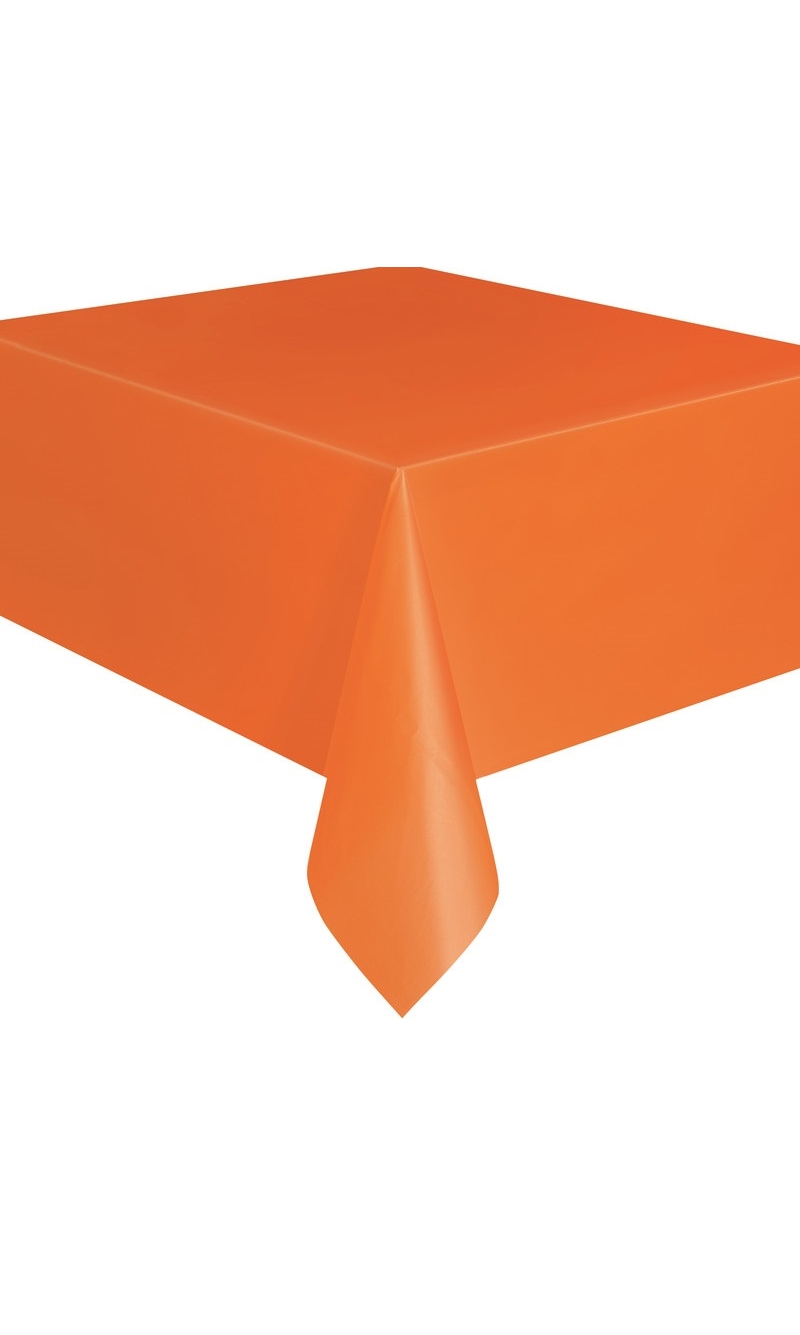 Rectangular Plastic Table Cover (54"x108") - Pumpkin Orange