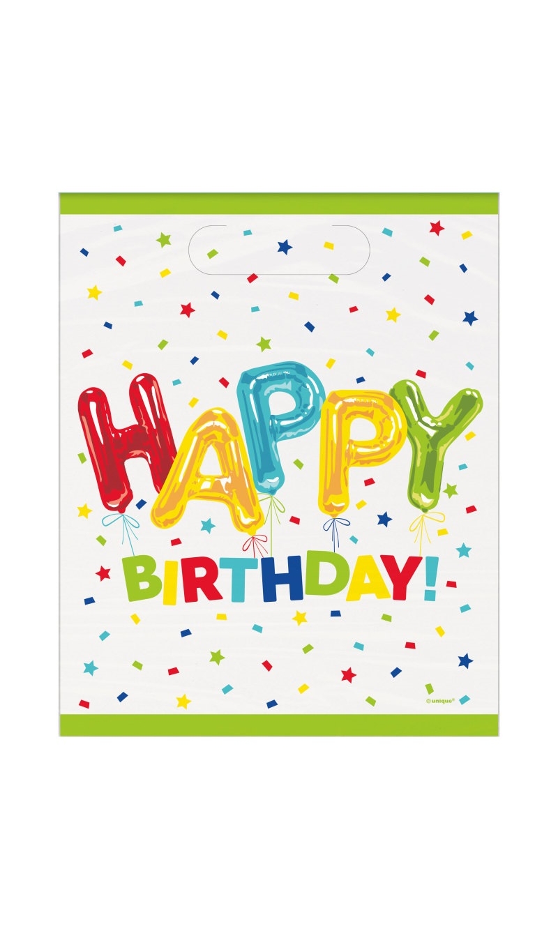 Happy Balloon Birthday Party Loot Bags - 8pcs
