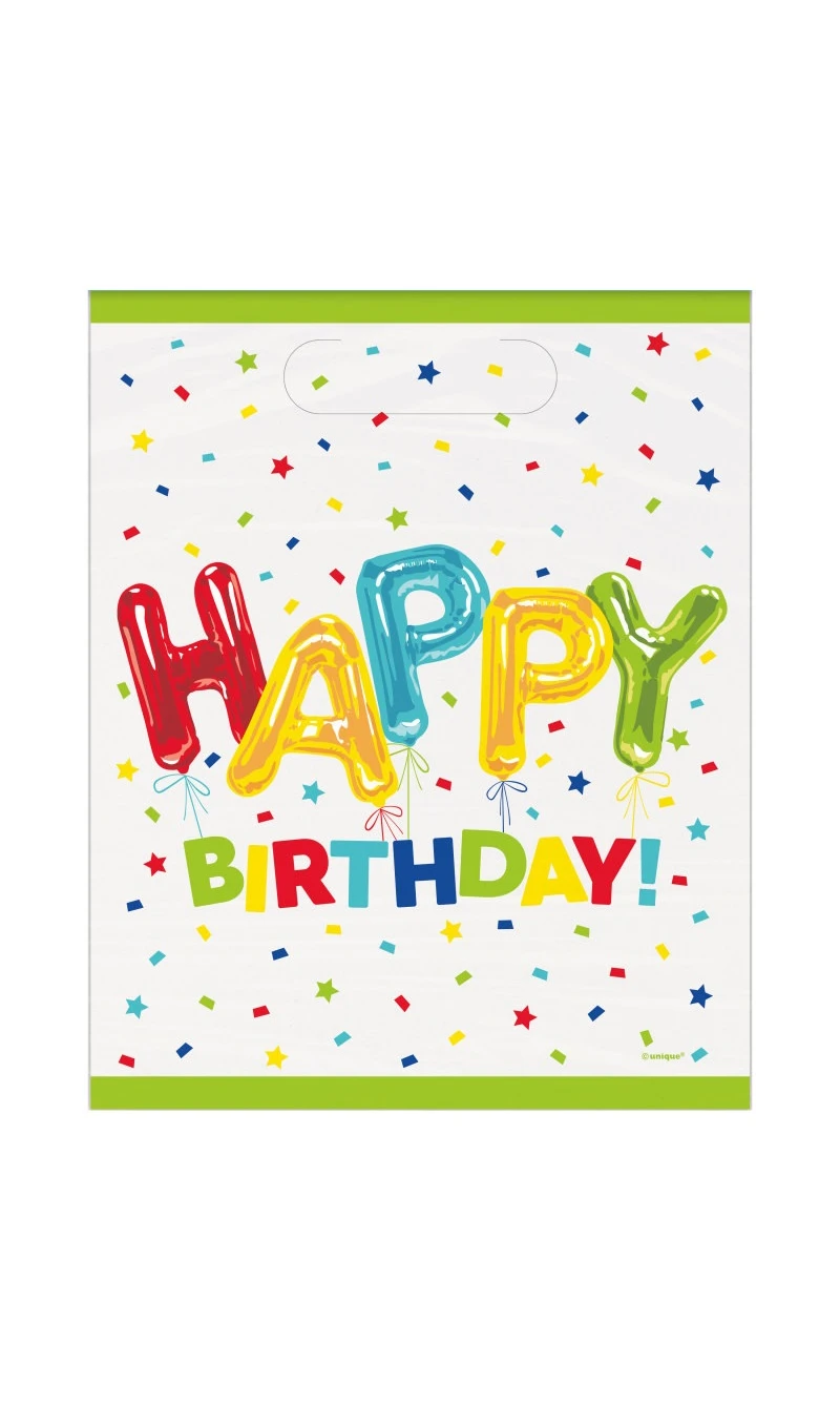 Happy Balloon Birthday Party Loot Bags - 8pcs