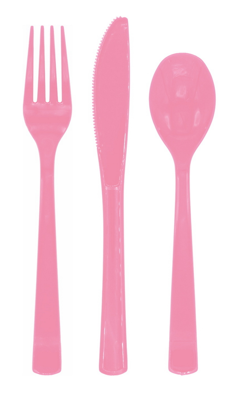 Reusable Plastic Cutlery 18pcs - Pink