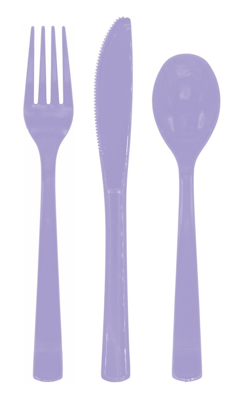 Reusable Plastic Cutlery 18pcs - Lavender