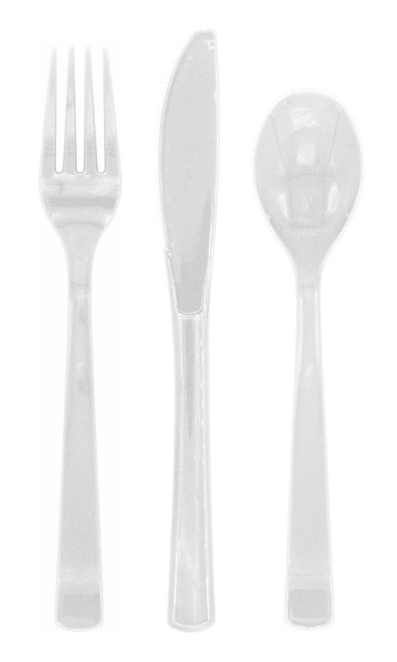 Reusable Plastic Cutlery 18pcs - Transparent