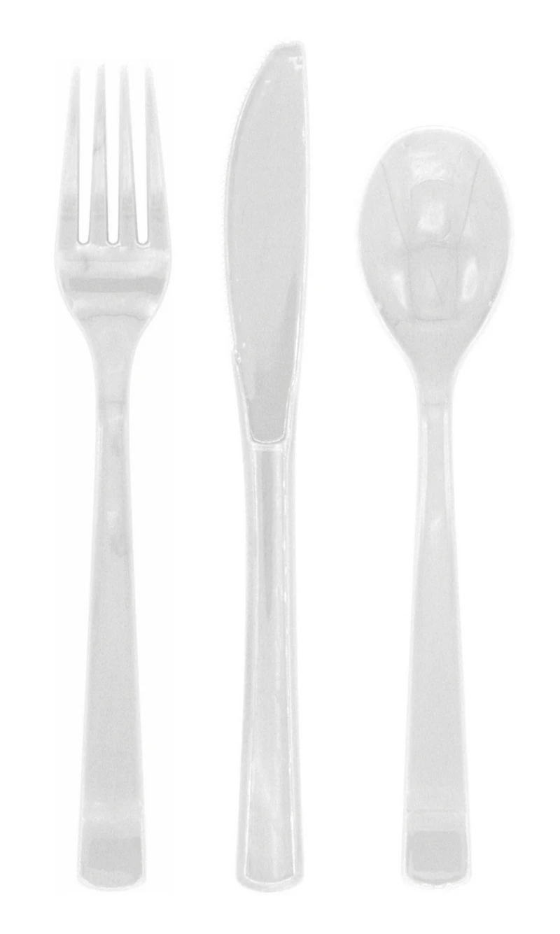 Reusable Plastic Cutlery 18pcs - Transparent