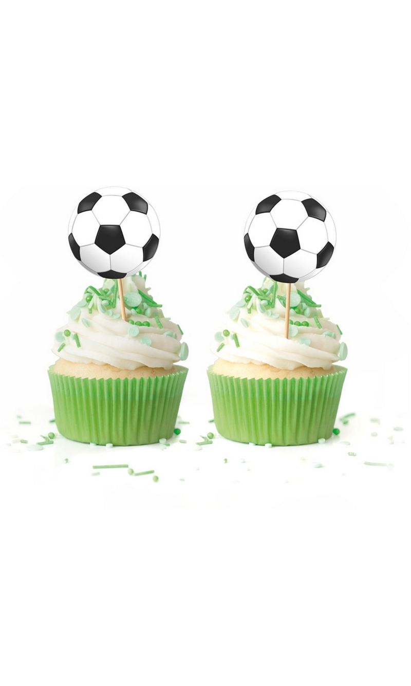 Football Cake & Cupcake Soccer Party Picks - 12pcs