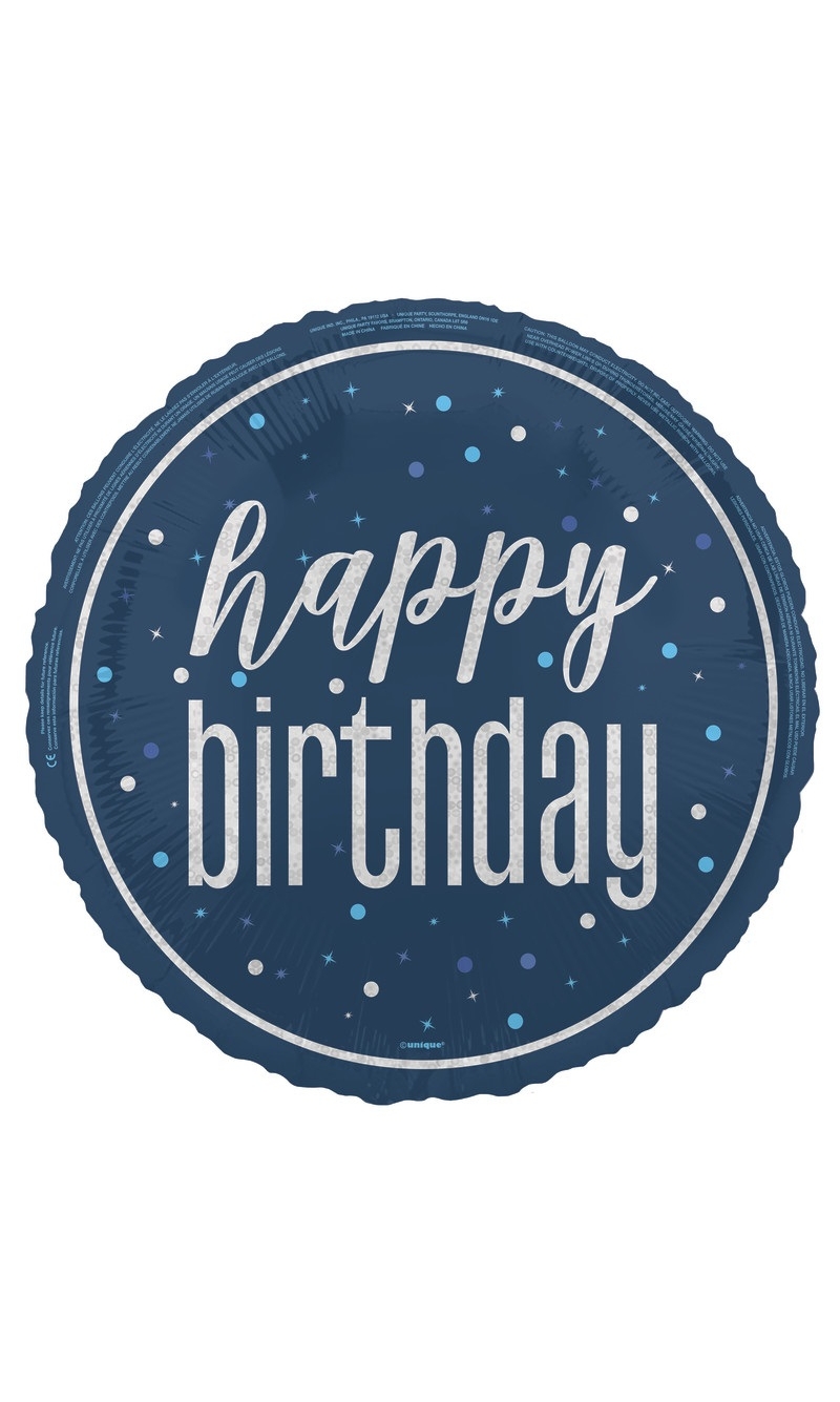 GLITZ Blue Happy Birthday 18 Inch Foil Balloon