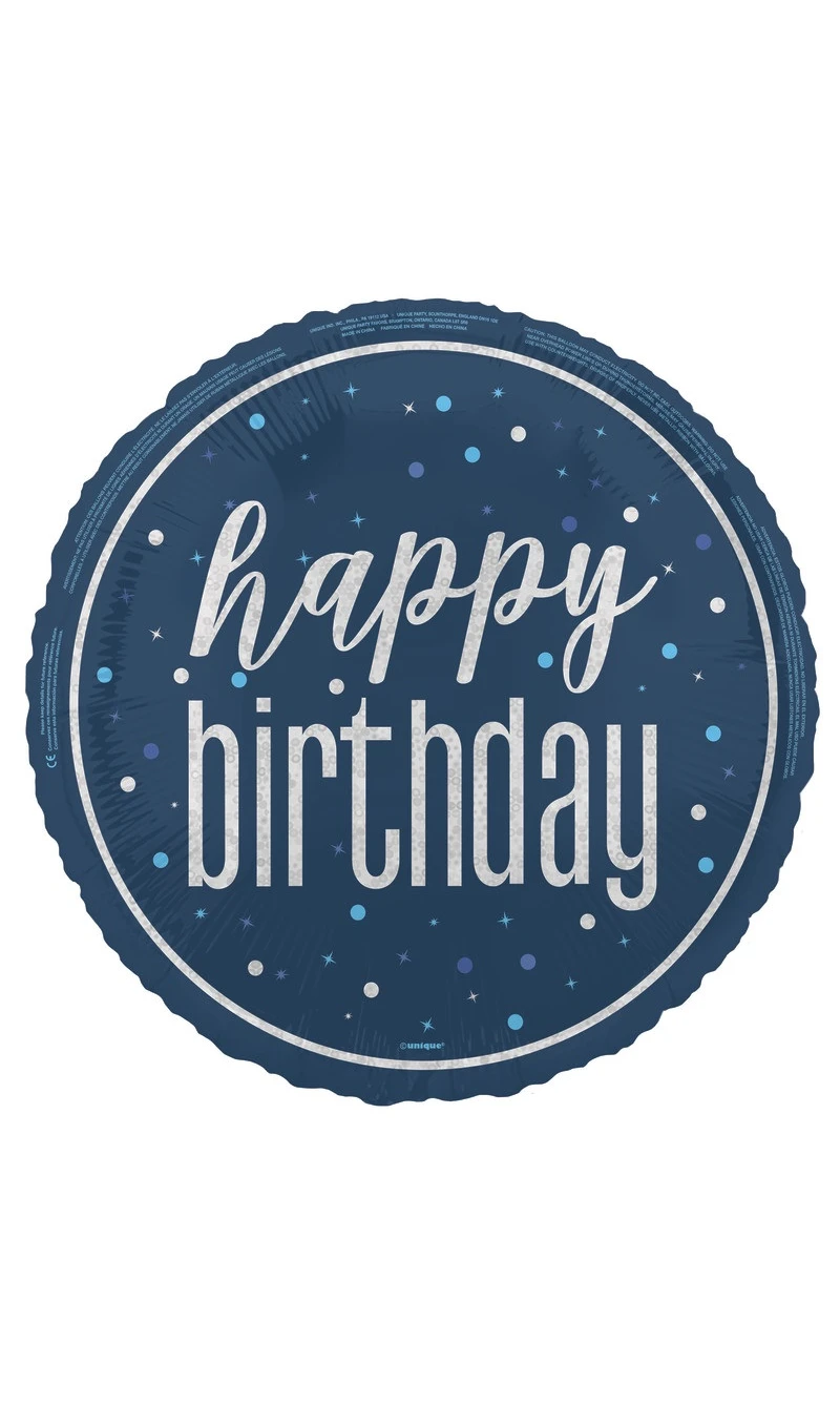 GLITZ Blue Happy Birthday 18 Inch Foil Balloon