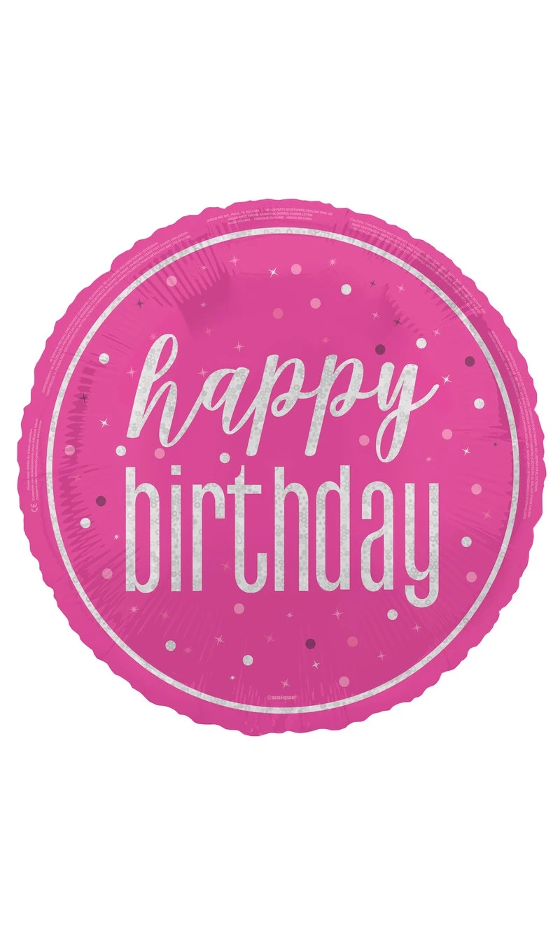 GLITZ Pink Happy Birthday 18 Inch Foil Balloon