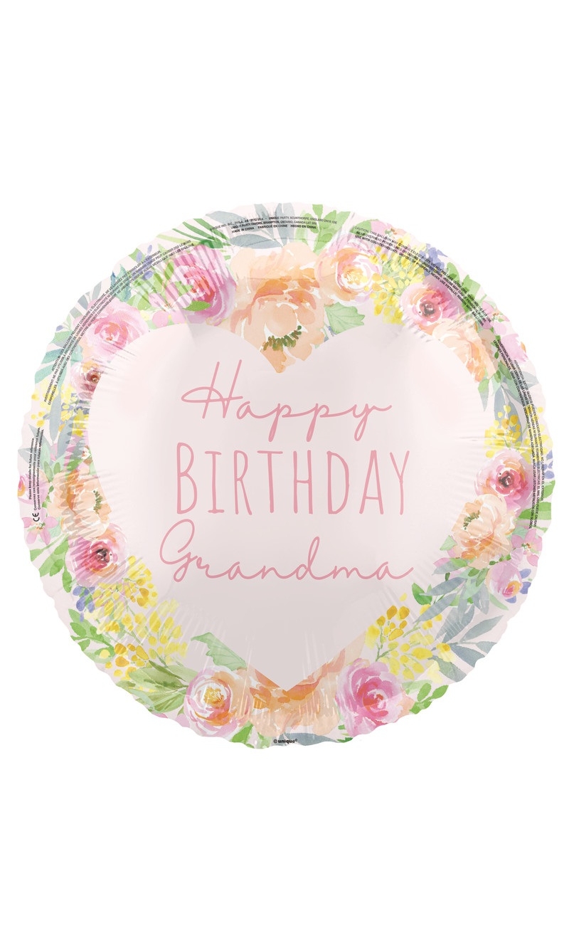 Happy Birthday Grandma Round 18 Inch Foil Balloon