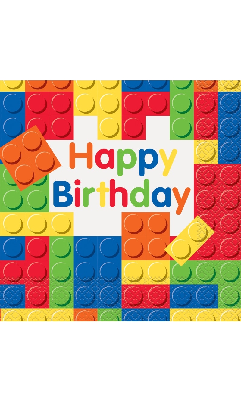 Building Blocks Birthday Luncheon Napkins - 16pcs