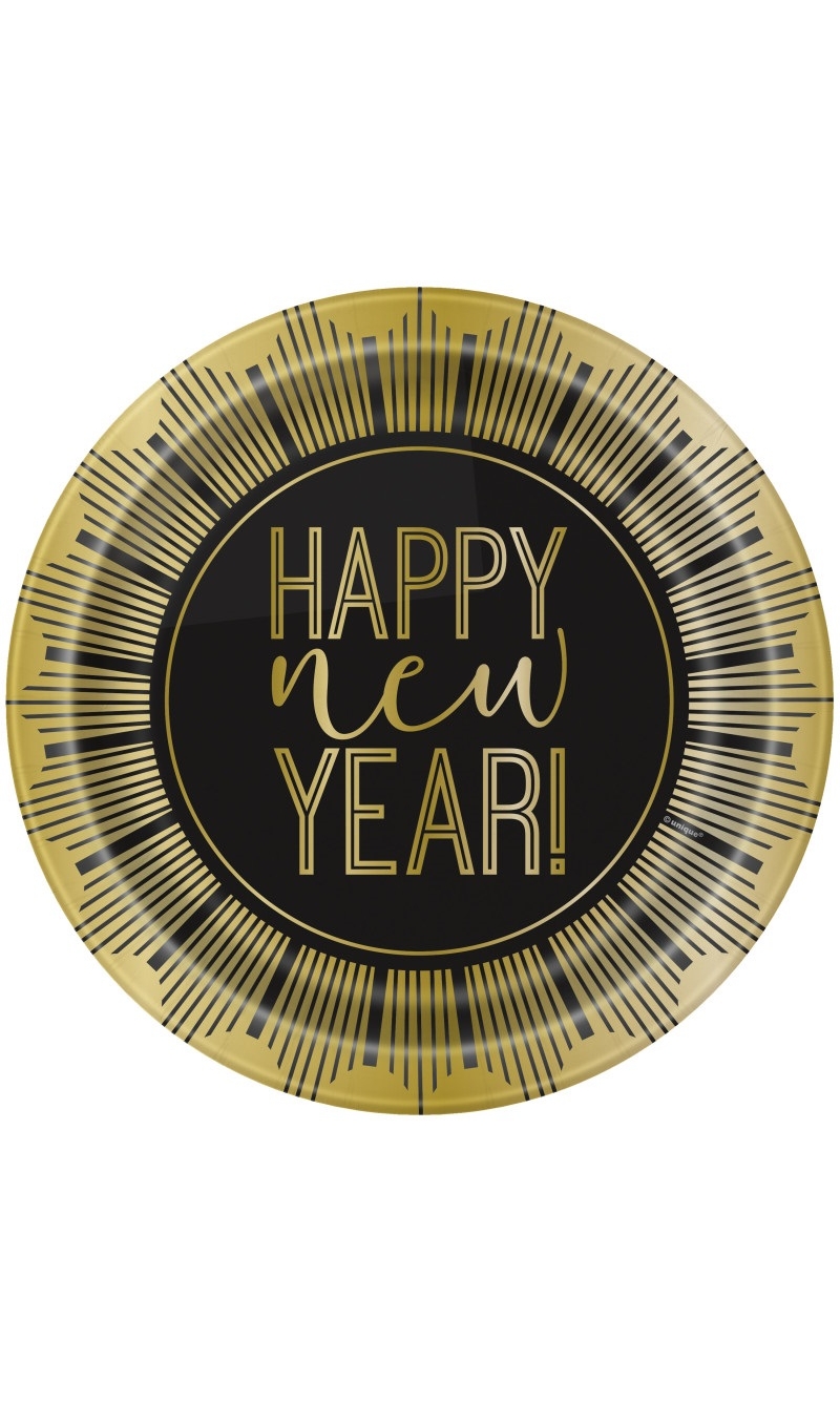 New Years Roaring Round 9 Inch Party Plates - 8pcs